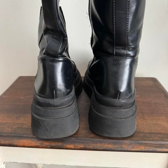 Zara Knee High Black Boot Faux Leather Vegan Size 36 / US 6 - Picture 4 of 5